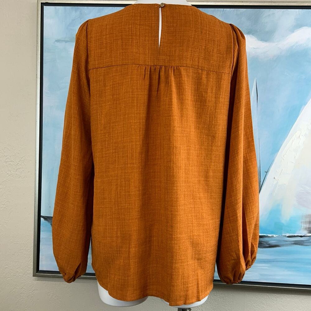 Boho Embroidered Peasant Blouse - Rust - Picture 5 of 7
